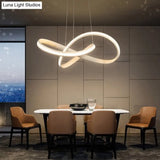 Modern Aluminum Twist Chandelier Led Pendant Light For Living Room White / 19.5
