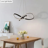 Modern Aluminum Twist Chandelier Led Pendant Light For Living Room Black / 19.5 White