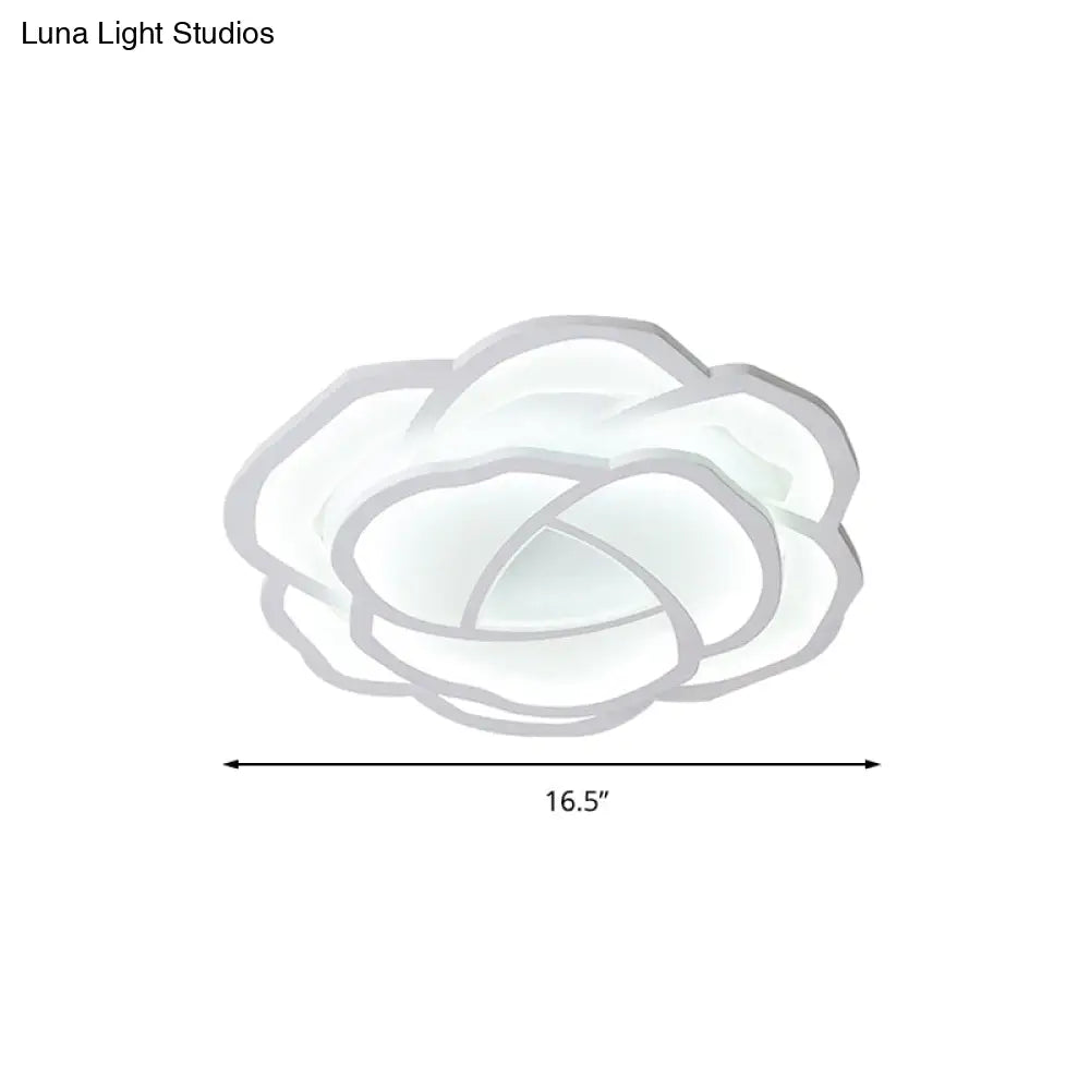 Modern Led Baby Bedroom Flower Ceiling Lamp - Pretty White Flush Light For Nurseries