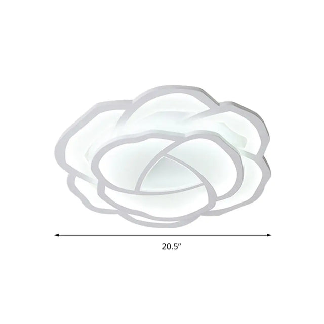 Modern Led Baby Bedroom Flower Ceiling Lamp - Pretty White Flush Light For Nurseries