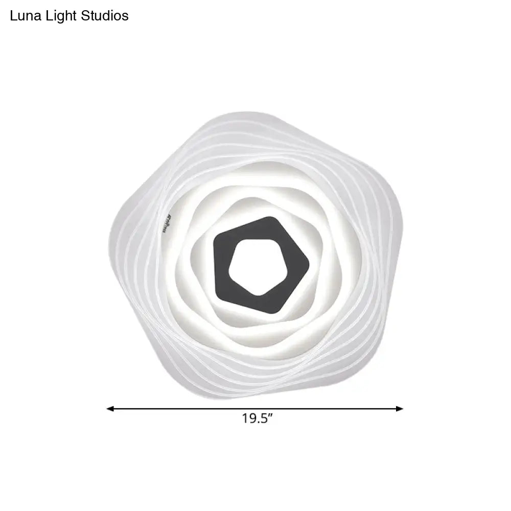 Modern Led Bedroom Ceiling Light: Simplicity White Flush Mount With Acrylic Stacked Shade