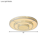 Modern Led Bedroom Ceiling Light With Circle Crystal Block Shade In Warm/White - 18’/21.5’ W