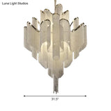 Modern Led Bedroom Chandelier: Silver Pendant Lamp With Tiered Tassel Aluminum Shade