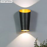 Modern Led Bedside Sconce Light - Black/White Finish Wall Lamp With Aluminum Cylinder Shade