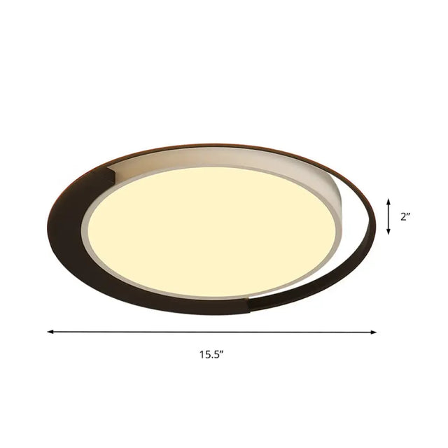 Modern Led Black And White Round Flush Ceiling Lamp With Recessed Diffuser 16/19.5 Wide In