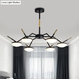 Modern Led Black Ceiling Chandelier With Metallic Circle Design And Sleek Arm