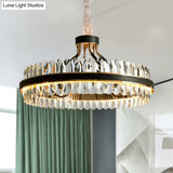 Modern Led Black Crystal Chandelier For Living Room - Stylish Pendant Lighting Fixture