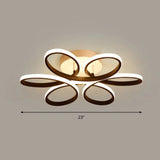 Modern Led Black Floral Metal Flush Light For Bedroom Ceiling / 23’ Remote Control Stepless Dimming