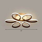 Modern Led Black Floral Metal Flush Light For Bedroom Ceiling / 23’ Third Gear