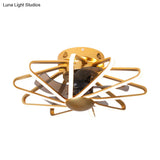 Modern Led Cage Pendant Fan Light - 23’ Wide Semi - Flush Ceiling For Bedroom