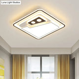 Modern Led Ceiling Flushmount Lamp - Sleek White Square Flush Mounted With Acrylic Shade
