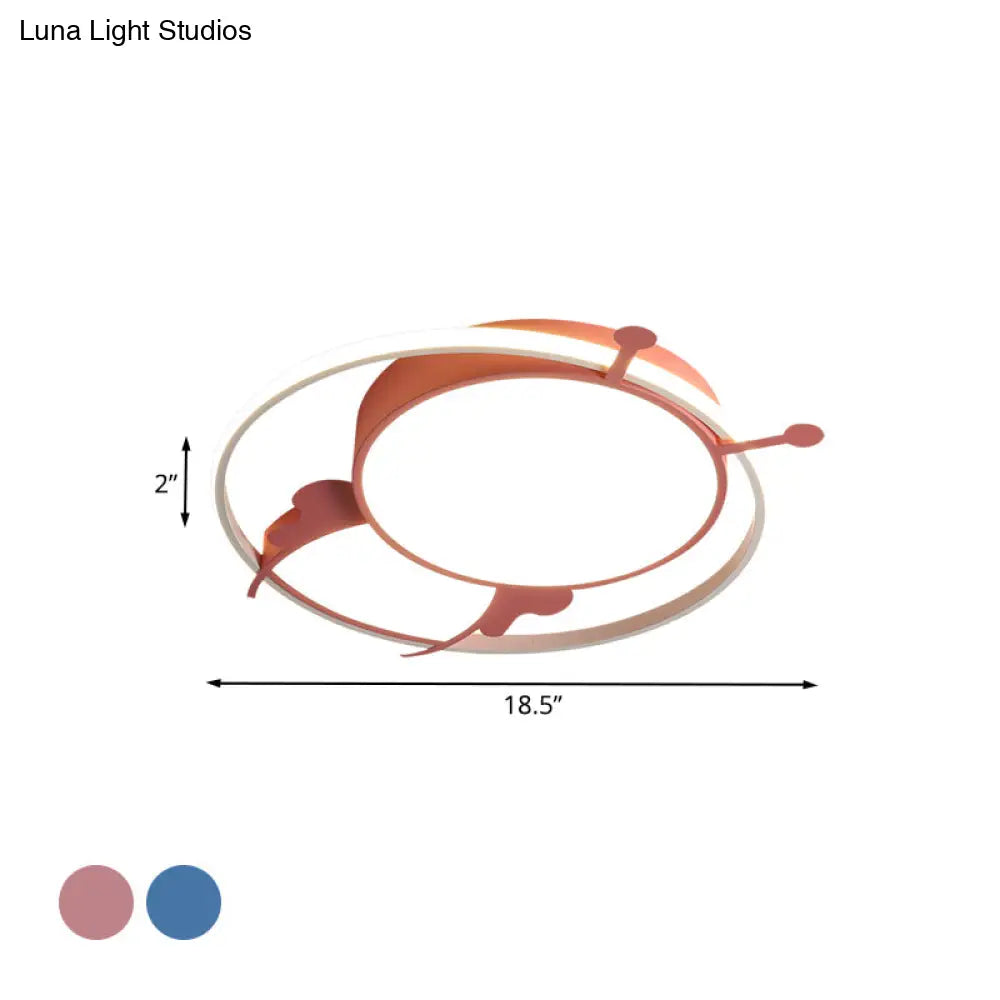 Modern Led Ceiling Lamp: Bee Design In Pink/Blue For Bedroom