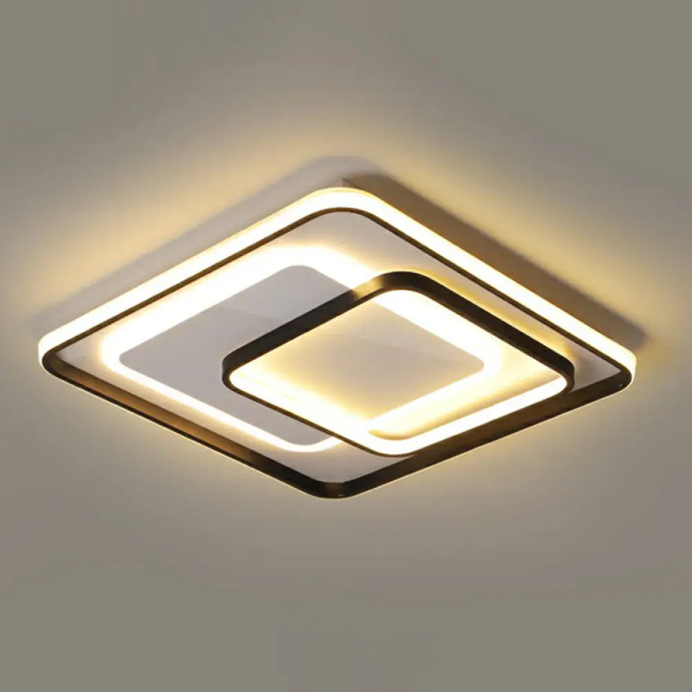 Modern Led Ceiling Lamp - Black Flush - Mount Light Fixture With Acrylic Shade / 24.5’ Third Gear