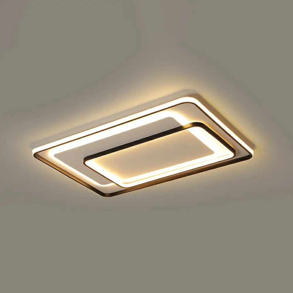 Modern Led Ceiling Lamp - Black Flush - Mount Light Fixture With Acrylic Shade / 35.5’ Third Gear