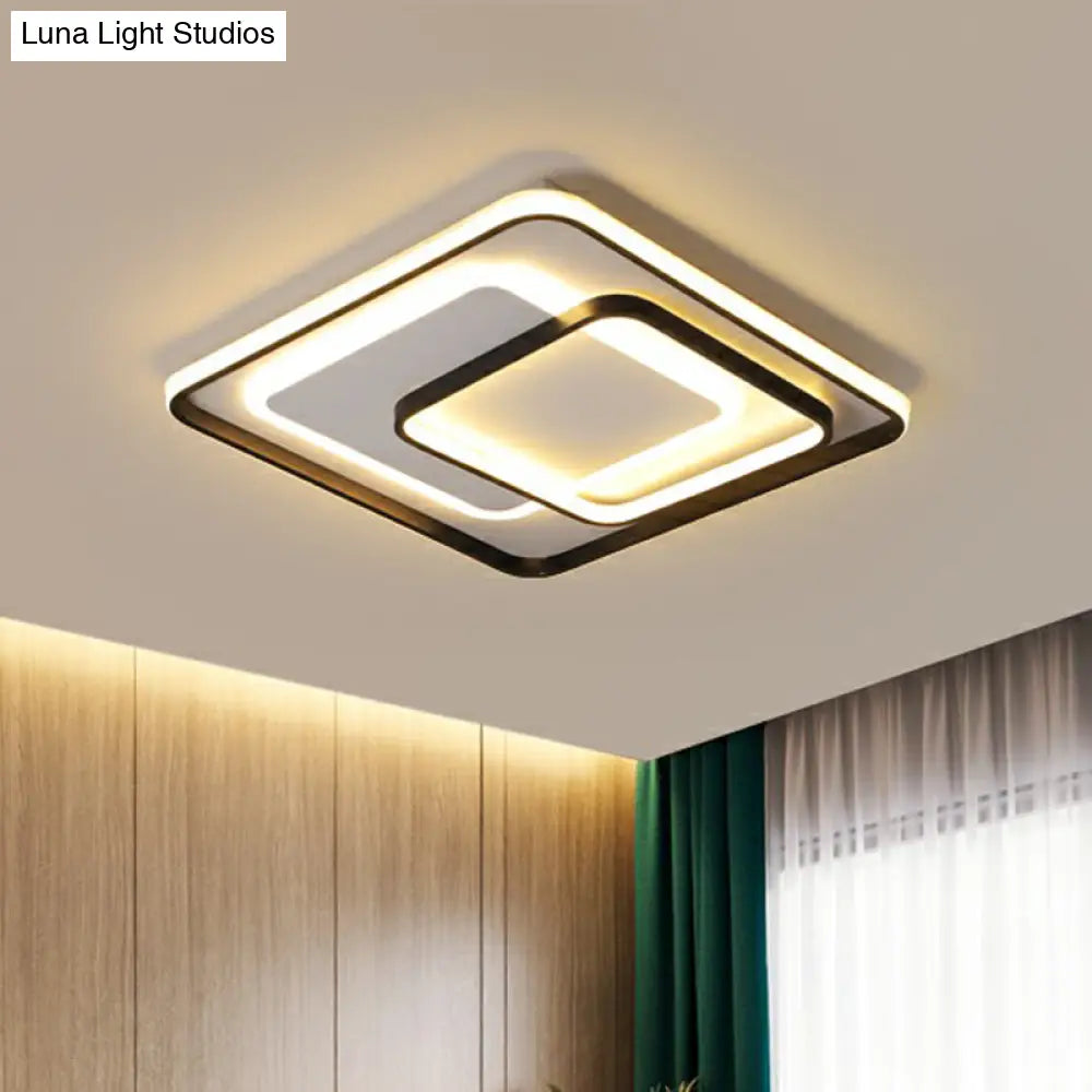 Modern Led Ceiling Lamp - Black Flush - Mount Light Fixture With Acrylic Shade