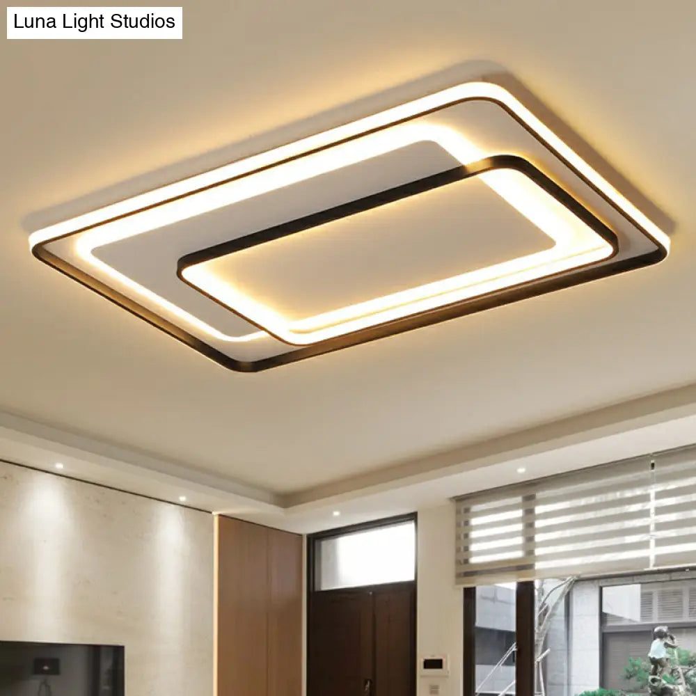 Modern Led Ceiling Lamp - Black Flush - Mount Light Fixture With Acrylic Shade