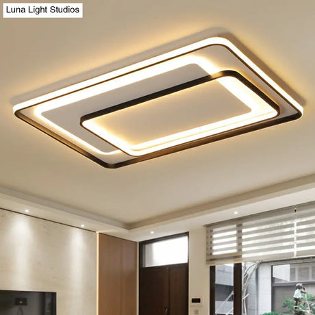 Modern Led Ceiling Lamp - Black Flush - Mount Light Fixture With Acrylic Shade