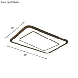 Modern Led Ceiling Lamp In Natural Wood Finish - Dual Rectangle Flush Light For Living Room Brown