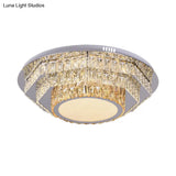 Modern Led Ceiling Lamp: Stainless - Steel Flushmount With Elegant Crystal Design