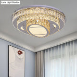 Modern Led Ceiling Lamp: Stainless - Steel Flushmount With Elegant Crystal Design