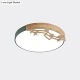 Modern Led Ceiling Lamp With Acrylic Shade: Green/White/Gray Round Flush Light For Bedroom
