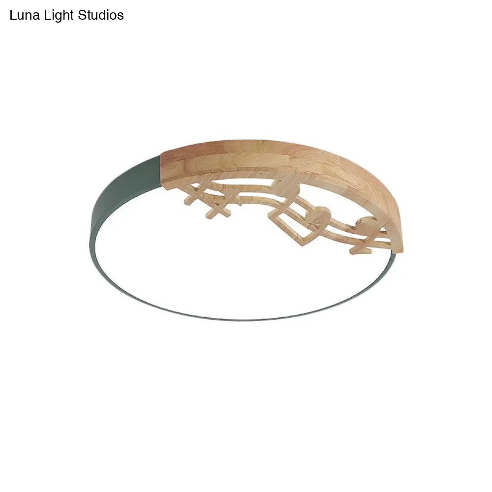Modern Led Ceiling Lamp With Acrylic Shade: Green/White/Gray Round Flush Light For Bedroom