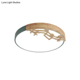 Modern Led Ceiling Lamp With Acrylic Shade: Green/White/Gray Round Flush Light For Bedroom