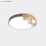Modern Led Ceiling Lamp With Acrylic Shade: Green/White/Gray Round Flush Light For Bedroom