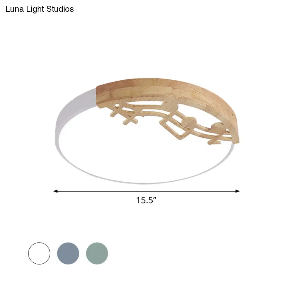 Modern Led Ceiling Lamp With Acrylic Shade: Green/White/Gray Round Flush Light For Bedroom