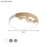 Modern Led Ceiling Lamp With Acrylic Shade: Green/White/Gray Round Flush Light For Bedroom