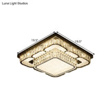 Modern Led Ceiling Lamp With Crystal Block Shade - Chrome Flushmount Lighting