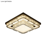 Modern Led Ceiling Lamp With Crystal Block Shade - Chrome Flushmount Lighting