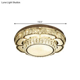 Modern Led Ceiling Lamp With Crystal Block Shade - Chrome Flushmount Lighting