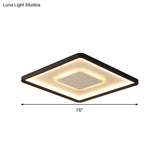 Modern Led Ceiling Light - Aluminum Square Flush Mount Lamp In Black 16’/19.5’ Wide Stepless