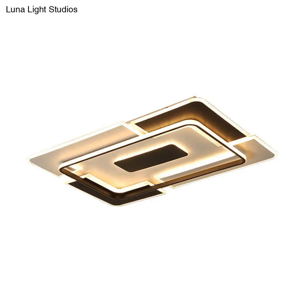 Modern Led Ceiling Light Black & White Patchwork Aluminum Flush Mount Fixture For Lounge