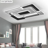 Modern Led Ceiling Light Black & White Patchwork Aluminum Flush Mount Fixture For Lounge