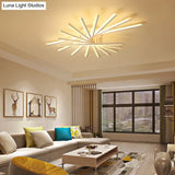 Modern Led Ceiling Light - Fan-Shaped Acrylic Semi Flush Fixture For Living Room
