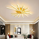 Modern Led Ceiling Light - Fan-Shaped Acrylic Semi Flush Fixture For Living Room Gold / Warm