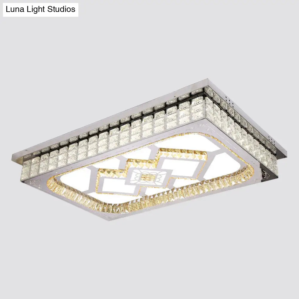 Modern Led Ceiling Light With Clear Crystal Shade For Living Room