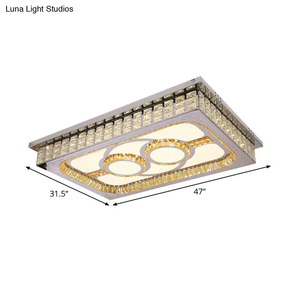 Modern Led Ceiling Light With Clear Crystal Shade For Living Room