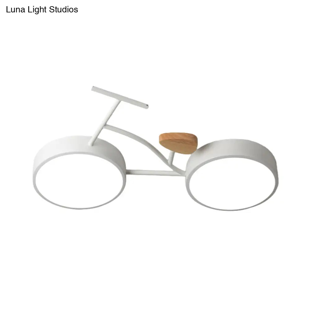 Modern Led Ceiling Light With Creative Bike Acrylic Shade For Bedroom In Gray/White/Green