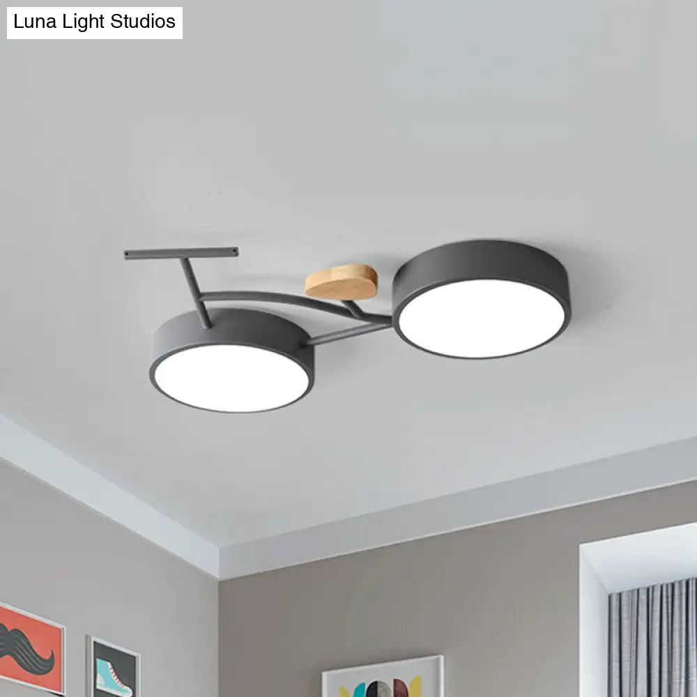 Modern Led Ceiling Light With Creative Bike Acrylic Shade For Bedroom In Gray/White/Green