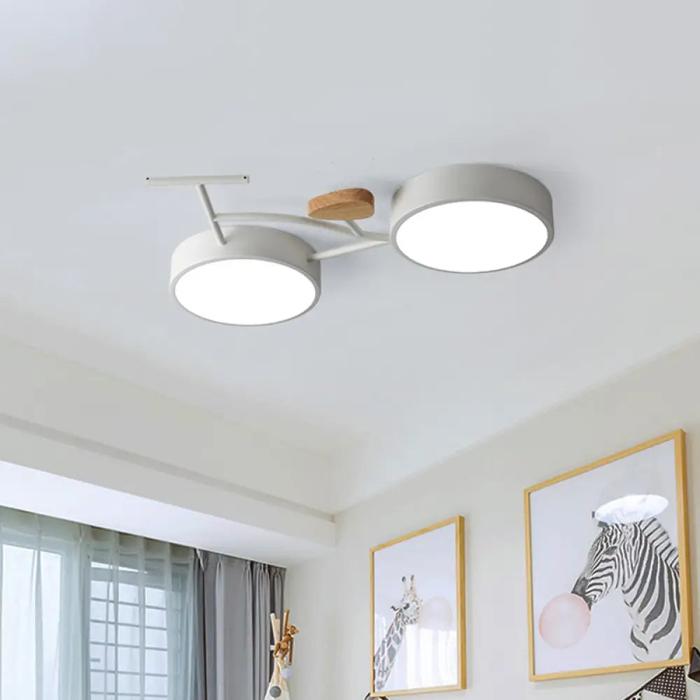 Modern Led Ceiling Light With Creative Bike Acrylic Shade For Bedroom In Gray/White/Green White