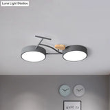 Modern Led Ceiling Light With Creative Bike Acrylic Shade For Bedroom In Gray/White/Green