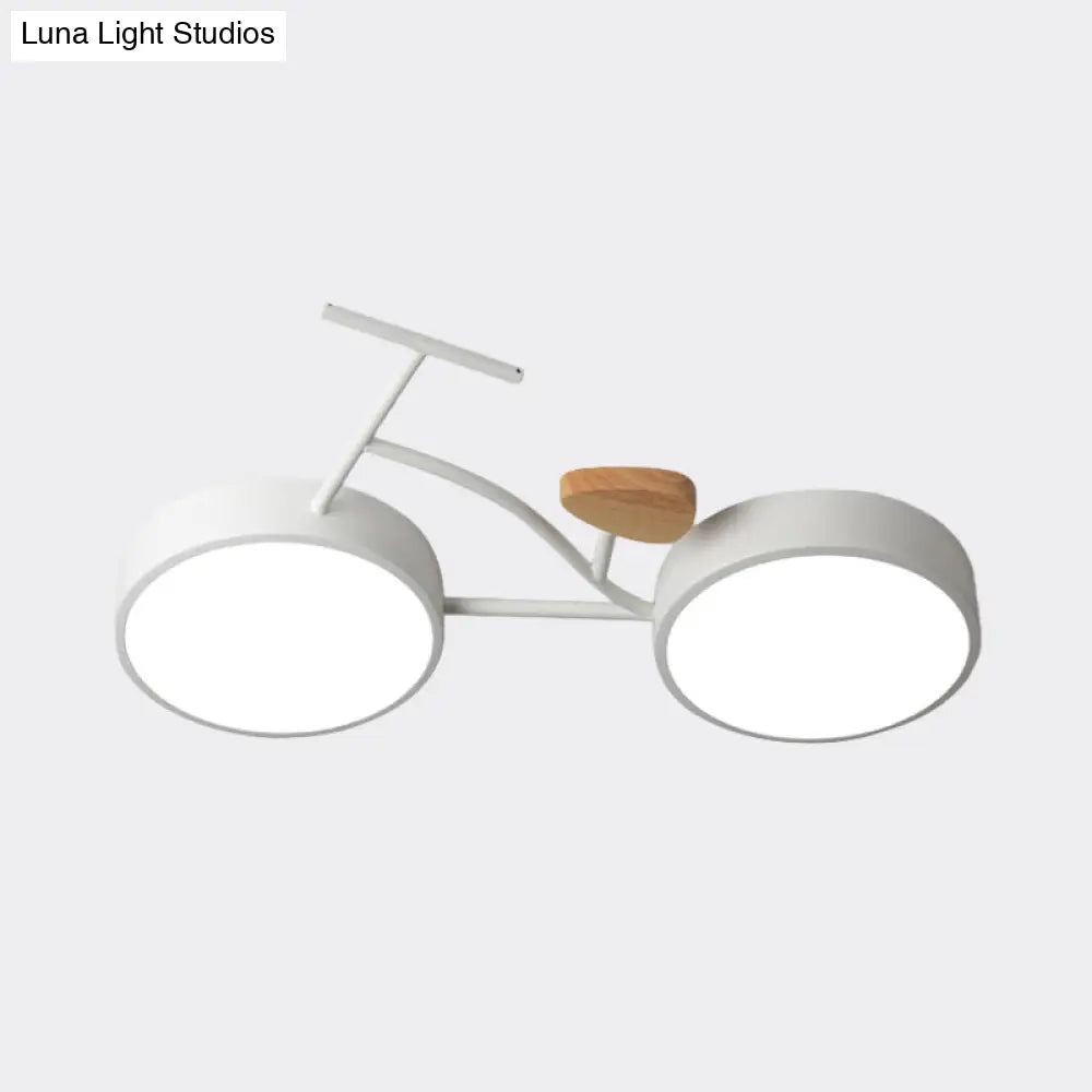 Modern Led Ceiling Light With Creative Bike Acrylic Shade For Bedroom In Gray/White/Green