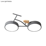 Modern Led Ceiling Light With Creative Bike Acrylic Shade For Bedroom In Gray/White/Green