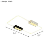 Modern Led Ceiling Mount Lamp: White Round/Square/Rectangular Flush With Acrylic Shade –