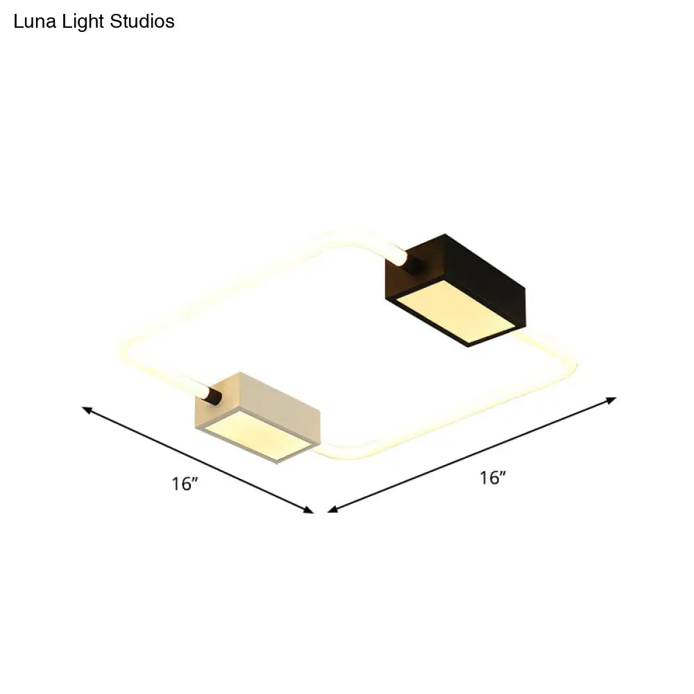 Modern Led Ceiling Mount Lamp: White Round/Square/Rectangular Flush With Acrylic Shade –