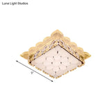 Modern Led Ceiling Mount Square Crystal Flush Light For Hallway With Acrylic Shade