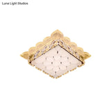 Modern Led Ceiling Mount Square Crystal Flush Light For Hallway With Acrylic Shade